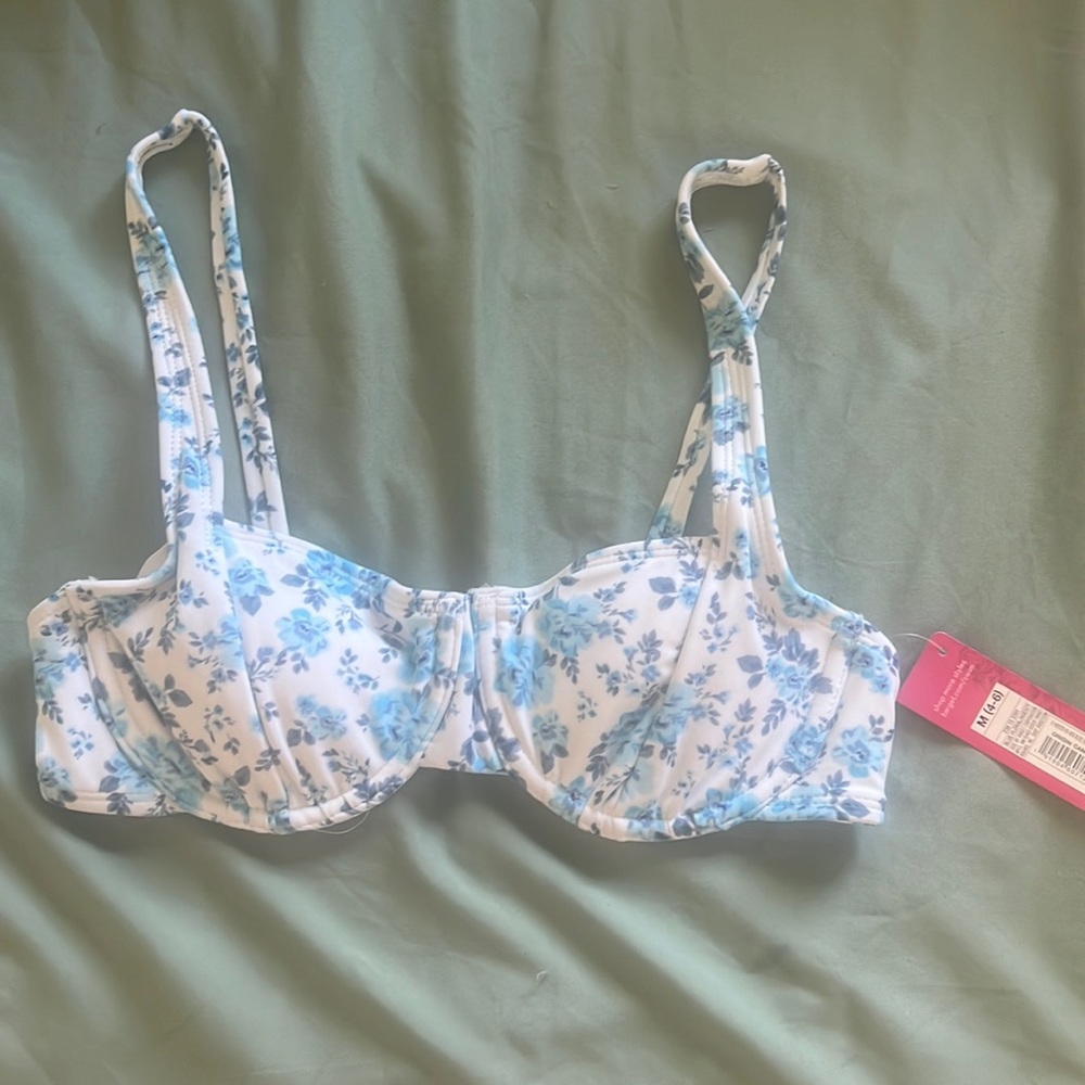 Blue flower bikini top